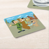 よぎ熊と友人の温かい歓迎 スクエアペーパーコースター (アングル)