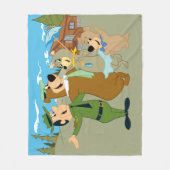 よぎ熊と友人の温かい歓迎 フリースブランケット (正面)