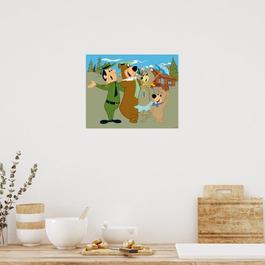 よぎ熊と友人の温かい歓迎 ポスター (キッチン)