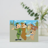 よぎ熊と友人の温かい歓迎 ポストカード (スタンド正面)