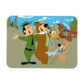 よぎ熊と友人の温かい歓迎 マグネット (横)