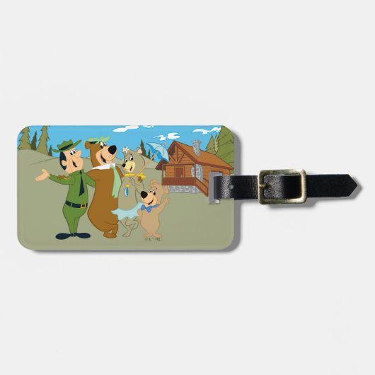 よぎ熊と友人の温かい歓迎 ラゲッジタグ (正面横)