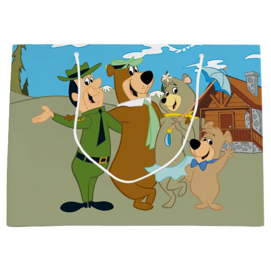 よぎ熊と友人の温かい歓迎 ラージペーパーバッグ (正面)