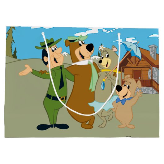 よぎ熊と友人の温かい歓迎 ラージペーパーバッグ (裏面)