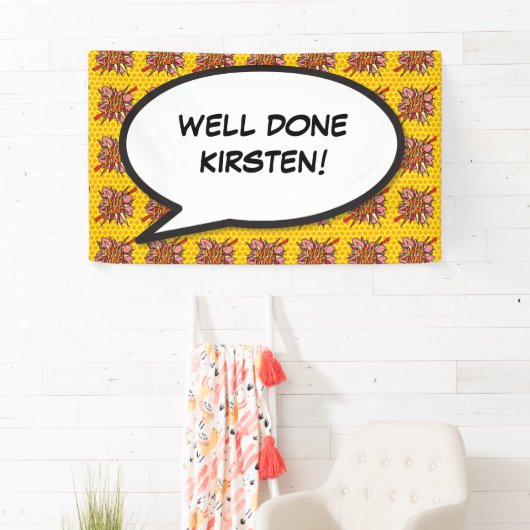 よくできたおもしろいモダンレトロ漫画本 横断幕 (インサイチュ)