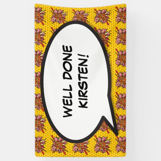 よくできたおもしろいモダンレトロ漫画本 横断幕 (縦)