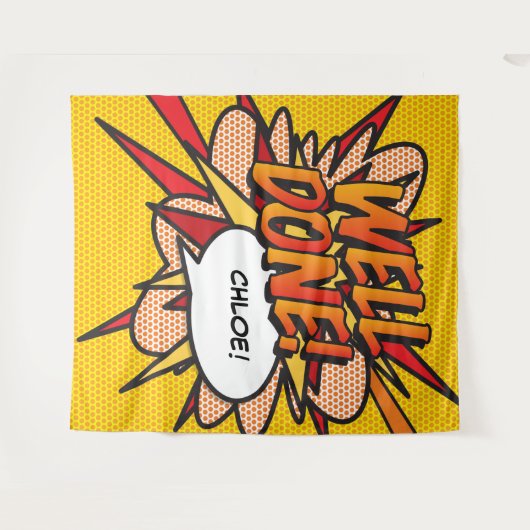 よくできたおもしろい漫画ブックの写真の背景 タペストリー (正面(横))