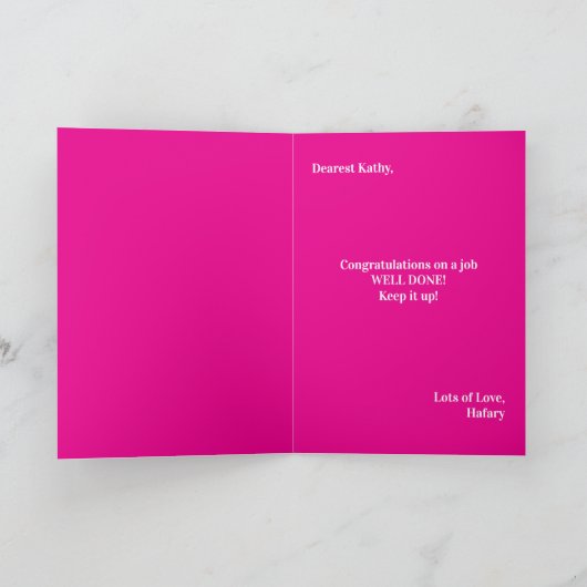 よくできたカード、良い仕事のためのお祝いカード 案内状 (内部)