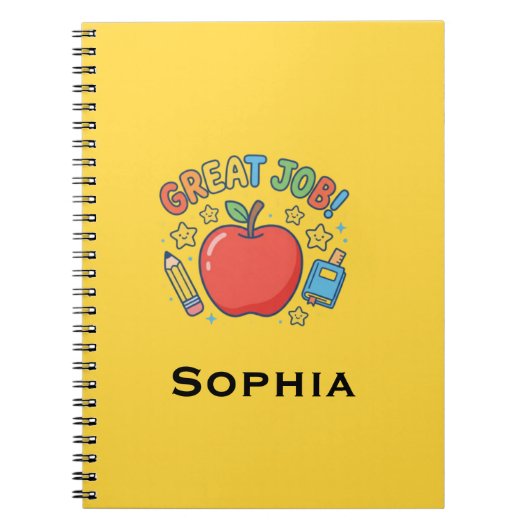 よくできました！かわいい赤リンゴ教室報酬 ノートブック (正面)