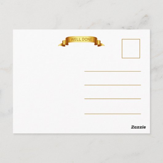 よくできました ゴールド スクロール、カスタム フォト - パーソナライズ ポストカード (裏面)