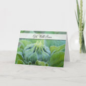 よくぬれたヒマワリの芽のクローズアップ写真 カード (正面)