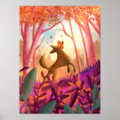 よくはしゃぐおもしろいドッグカラフルウッドフォレストキッズ子供部屋 ポスター (正面)