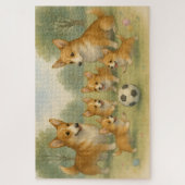 よくはしゃぐおもしろいボンデエレガントィングコルギファミリーサッカー ジグソーパズル (縦)