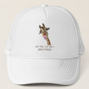 よくはしゃぐおもしろいGiraffe Tong Out Trucker Hat キャップ