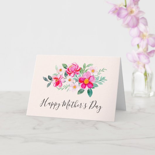 よくはしゃぐかわいらしピンクの花花束母の日 カード (蘭)