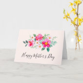 よくはしゃぐかわいらしピンクの花花束母の日 カード (黄色い花)