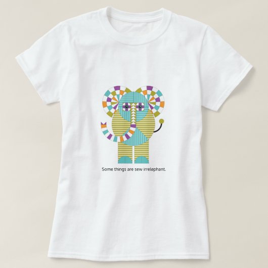 よくはしゃぐでモダンな象のキルトパターン Tシャツ (デザイン正面)
