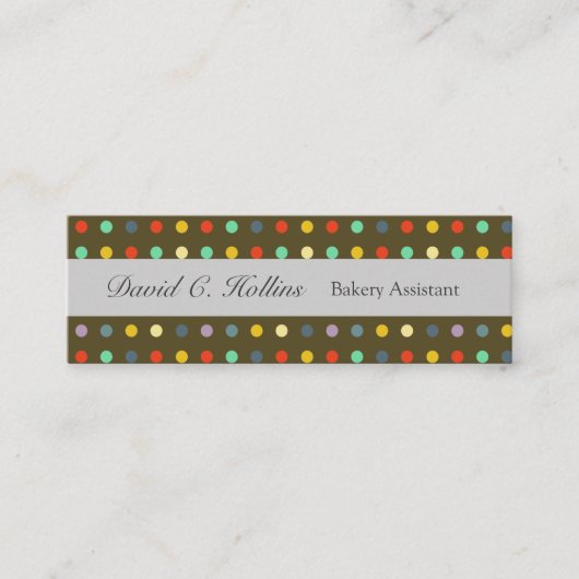 よくはしゃぐで快活なおもしろいのかわいくモダンでカラフルな水玉模様 スキニー名刺 (正面)