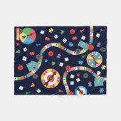 よくはしゃぐなボードゲームパターン毛布 フリースブランケット (正面(横))