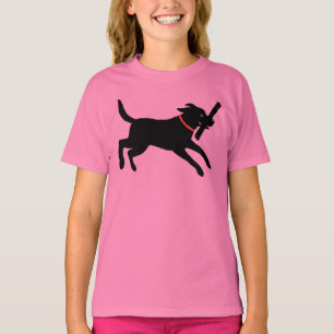 よくはしゃぐなラブラドル・レトリーバー犬犬の黒の実験室のランニング Tシャツ