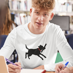 よくはしゃぐなラブラドル・レトリーバー犬犬の黒の実験室のランニング Tシャツ