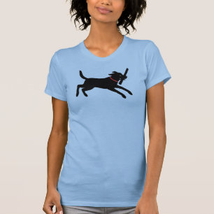 よくはしゃぐなラブラドル・レトリーバー犬犬の黒の実験室のランニング Tシャツ