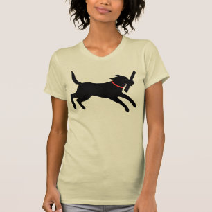 よくはしゃぐなラブラドル・レトリーバー犬犬の黒の実験室のランニング Tシャツ
