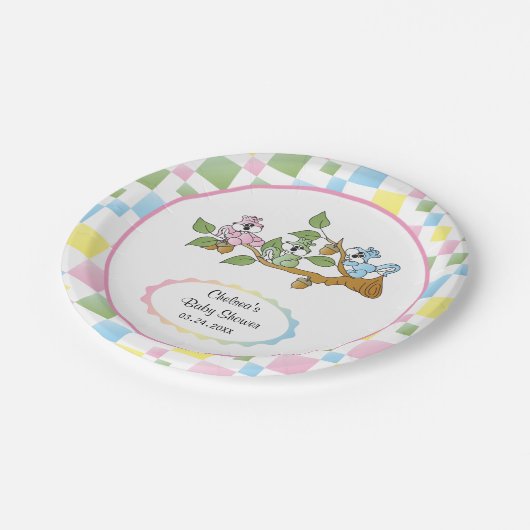 よくはしゃぐなリスのベビーシャワーのテーマ ペーパープレート (アングル)