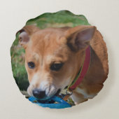 よくはしゃぐな子犬のカスタムな円形の装飾用クッション ラウンドクッション (裏面)