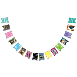 よくはしゃぐな水玉模様のカスタムな写真のコラージュの寮部屋 バンティングフラッグ