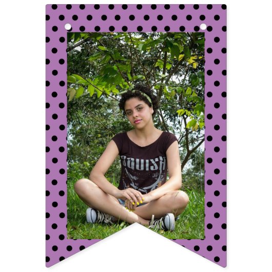 よくはしゃぐな水玉模様のカスタムな写真のコラージュの寮部屋 バンティングフラッグ (第2の旗)