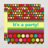 よくはしゃぐな水玉模様の誕生日の招待状 招待状 (正面/裏面)