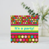 よくはしゃぐな水玉模様の誕生日の招待状 招待状 (スタンド正面)