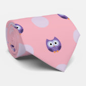 よくはしゃぐな紫色のフクロウ ネクタイ (ロール)