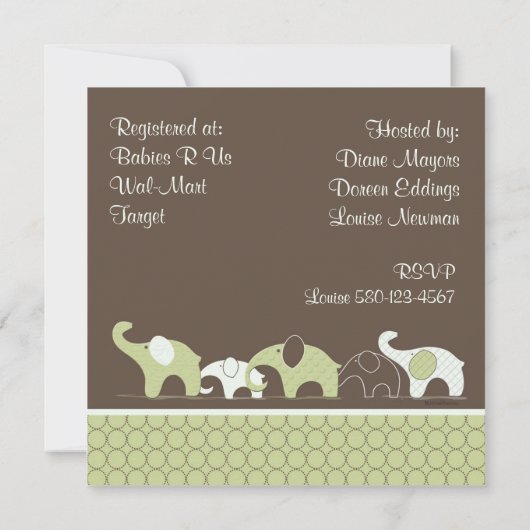 よくはしゃぐな象のベビーシャワー招待状 招待状 (裏面)