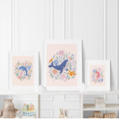 よくはしゃぐイルカと珊瑚礁 ポスター