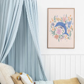 よくはしゃぐイルカと珊瑚礁 ポスター