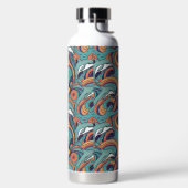 よくはしゃぐイルカのパターン – 海インスパイアデザイン ウォーターボトル (左面)