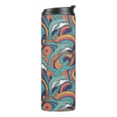 よくはしゃぐイルカのパターン – 海インスパイアデザイン タンブラー (回転左)