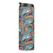 よくはしゃぐイルカのパターン – 海インスパイアデザイン タンブラー (回転右)