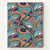よくはしゃぐイルカのパターン – 海インスパイアデザイン ノートブック (裏面)
