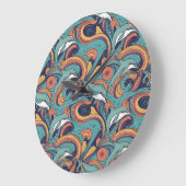 よくはしゃぐイルカのパターン – 海インスパイアデザイン ラージ壁時計 (傾斜)