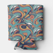 よくはしゃぐイルカのパターン – 海インスパイアデザイン 缶クーラー (裏面)