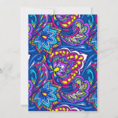 よくはしゃぐインディアン結婚ゾウの青い黄色のハルディ 招待状 (裏面)