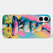 よくはしゃぐウサギのカラフル動物アート Case-Mate iPhoneケース (裏面 (横))