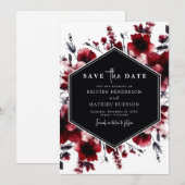 よくはしゃぐエレガントクリムレッド結婚ズ セーブザデート (正面/裏面)