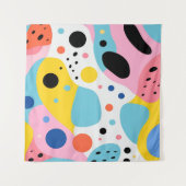 よくはしゃぐオーガニックカラフル図形| monogram タペストリー (正面(横))