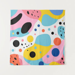 よくはしゃぐオーガニックカラフル図形  monogram タペストリー