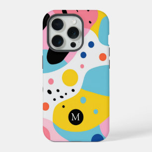 よくはしゃぐオーガニックカラフル図形  monogram iPhone 15 proケース