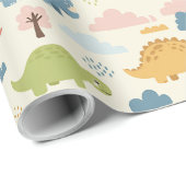 よくはしゃぐカラフル恐竜模様パーソナライズされた ラッピングペーパー (ロールコーナー)